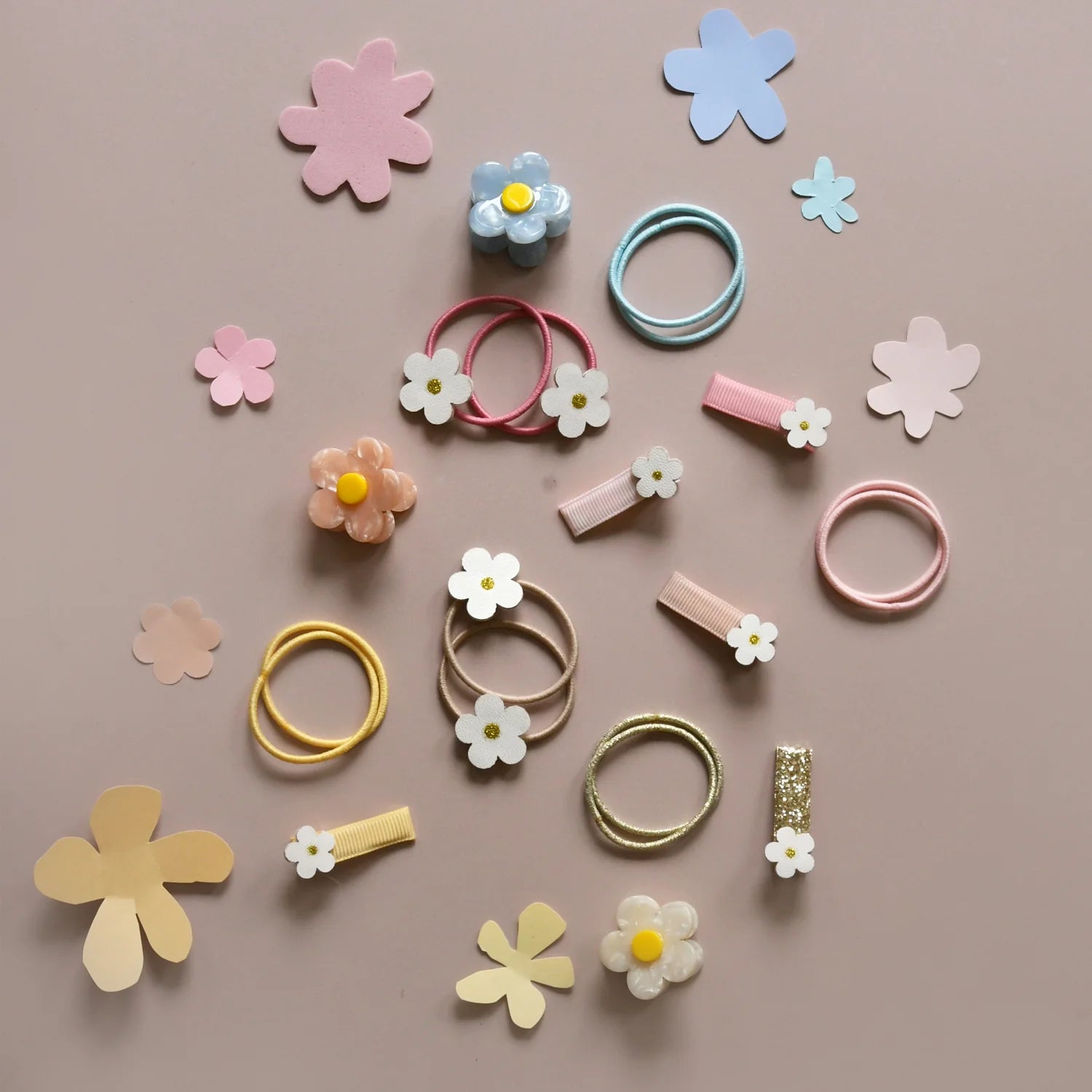 12 Haargummis, bunt/Margeriten | Rockahula - toietmoi-laboutique