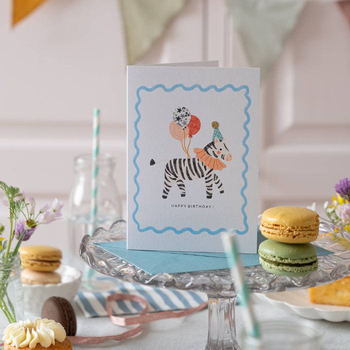 Postkarte mit Umschlag, Happy Birthday/Zebra | The Charming Press - toietmoi-laboutique