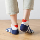 Sneaker Socken, blau/weiss gestreift Herz TU | Tites Chaussettes - toietmoi-laboutique