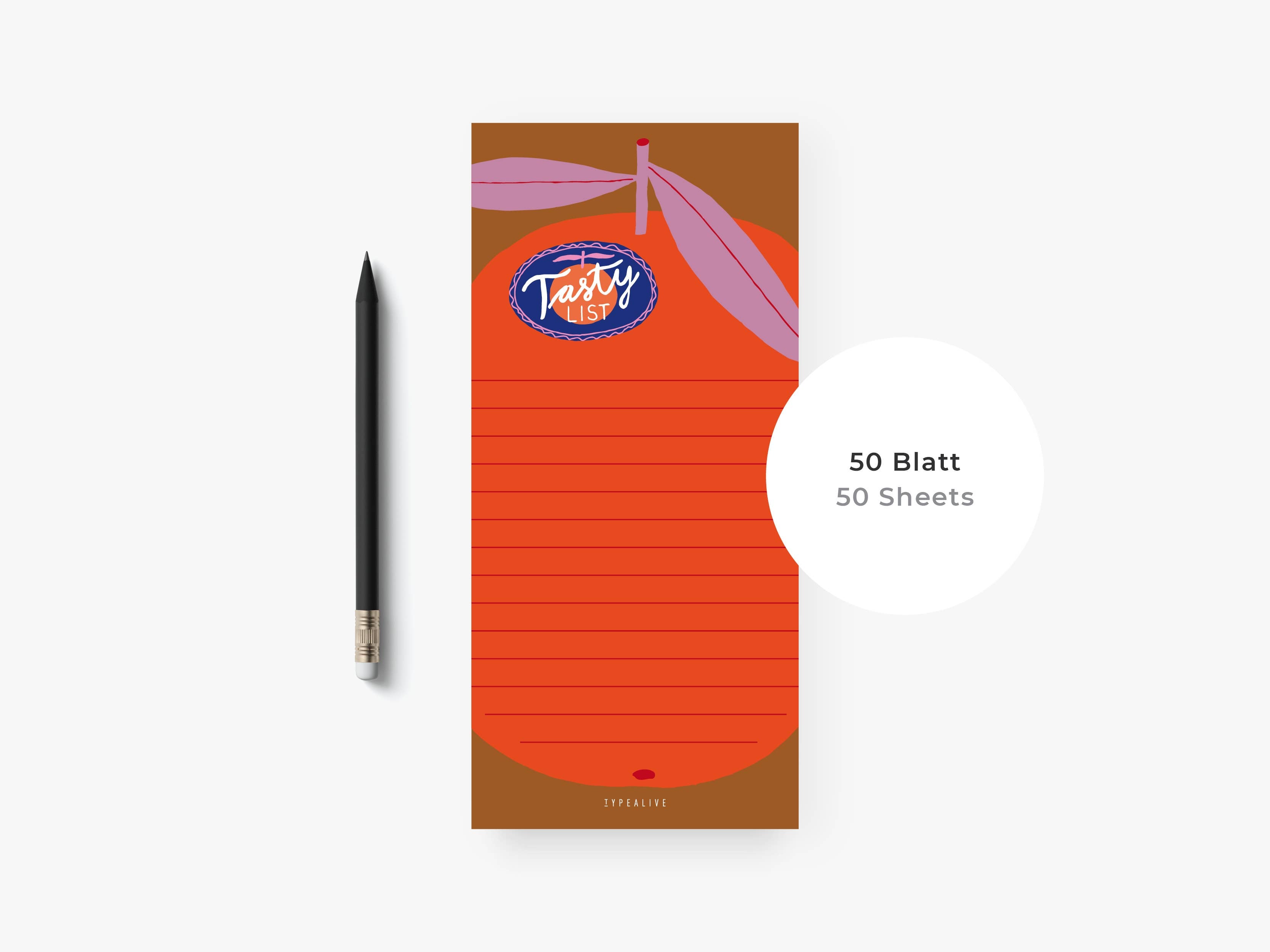Notizblock "schmal" / Tasty List | typealive - toietmoi-laboutique