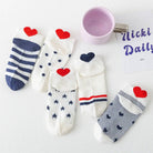 Sneaker Socken, blau/weiss gestreift Herz TU | Tites Chaussettes - toietmoi-laboutique