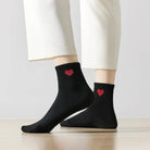 Socken mittelhoch, schwarz/rotes Herz TU | Tites Chaussettes - toietmoi-laboutique