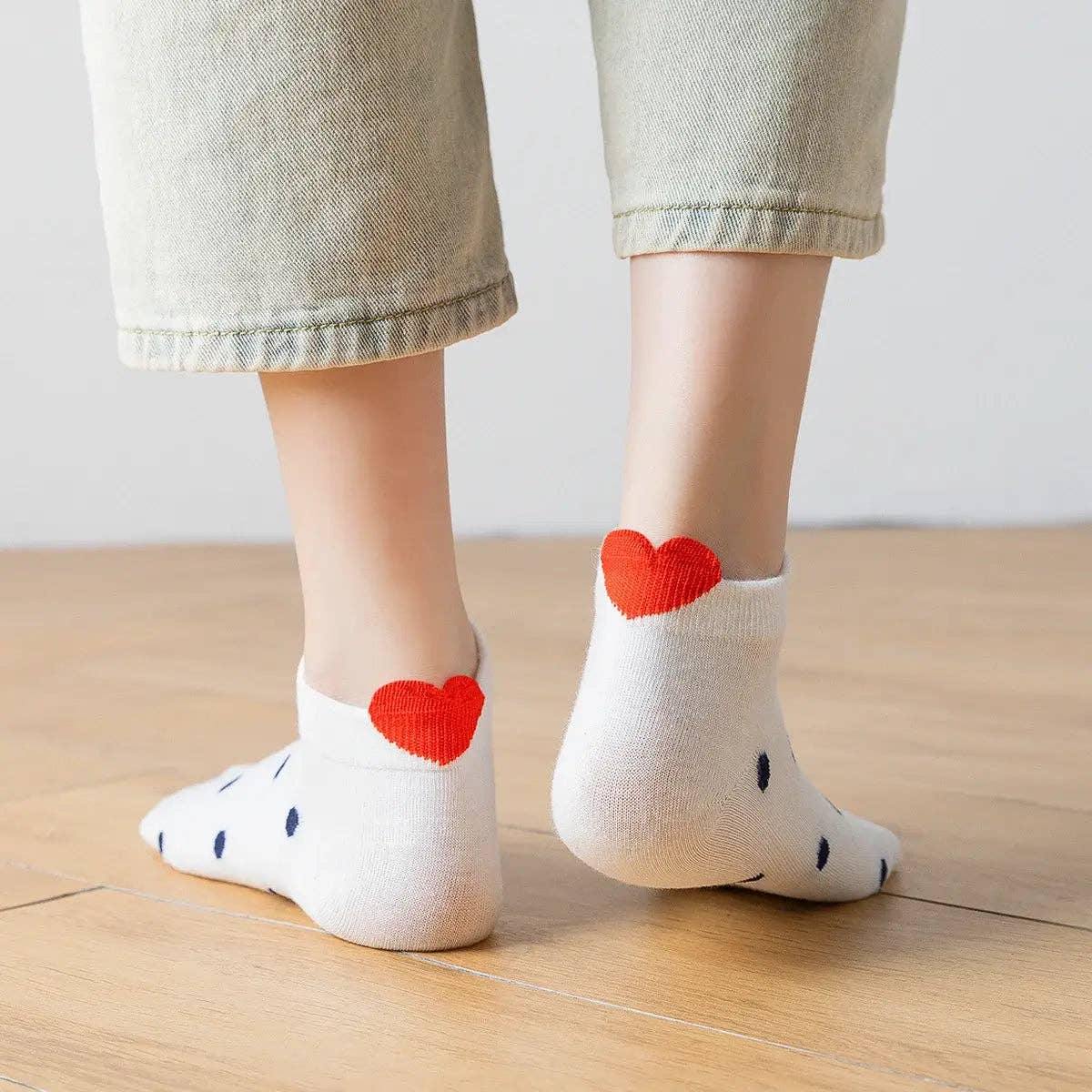 Sneaker Socken, blau/weiss gestreift Herz TU | Tites Chaussettes - toietmoi-laboutique