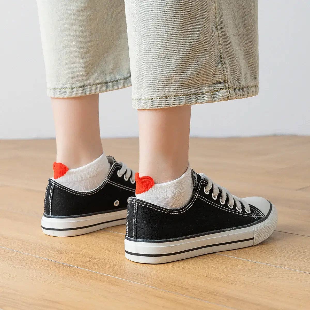 Sneaker Socken, blau/weiss gestreift Herz TU | Tites Chaussettes - toietmoi-laboutique