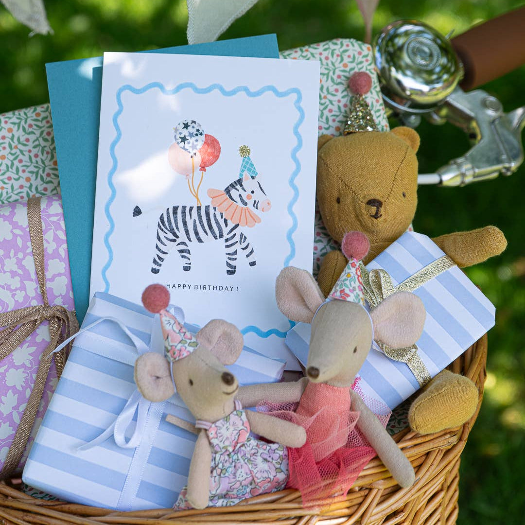 Postkarte mit Umschlag, Happy Birthday/Zebra | The Charming Press - toietmoi-laboutique