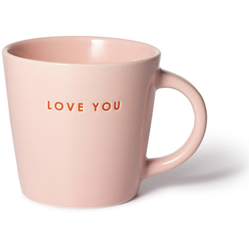 Keramik-Cappuccinotasse, pink/LOVE YOU 250ml | Vondels - toietmoi-laboutique