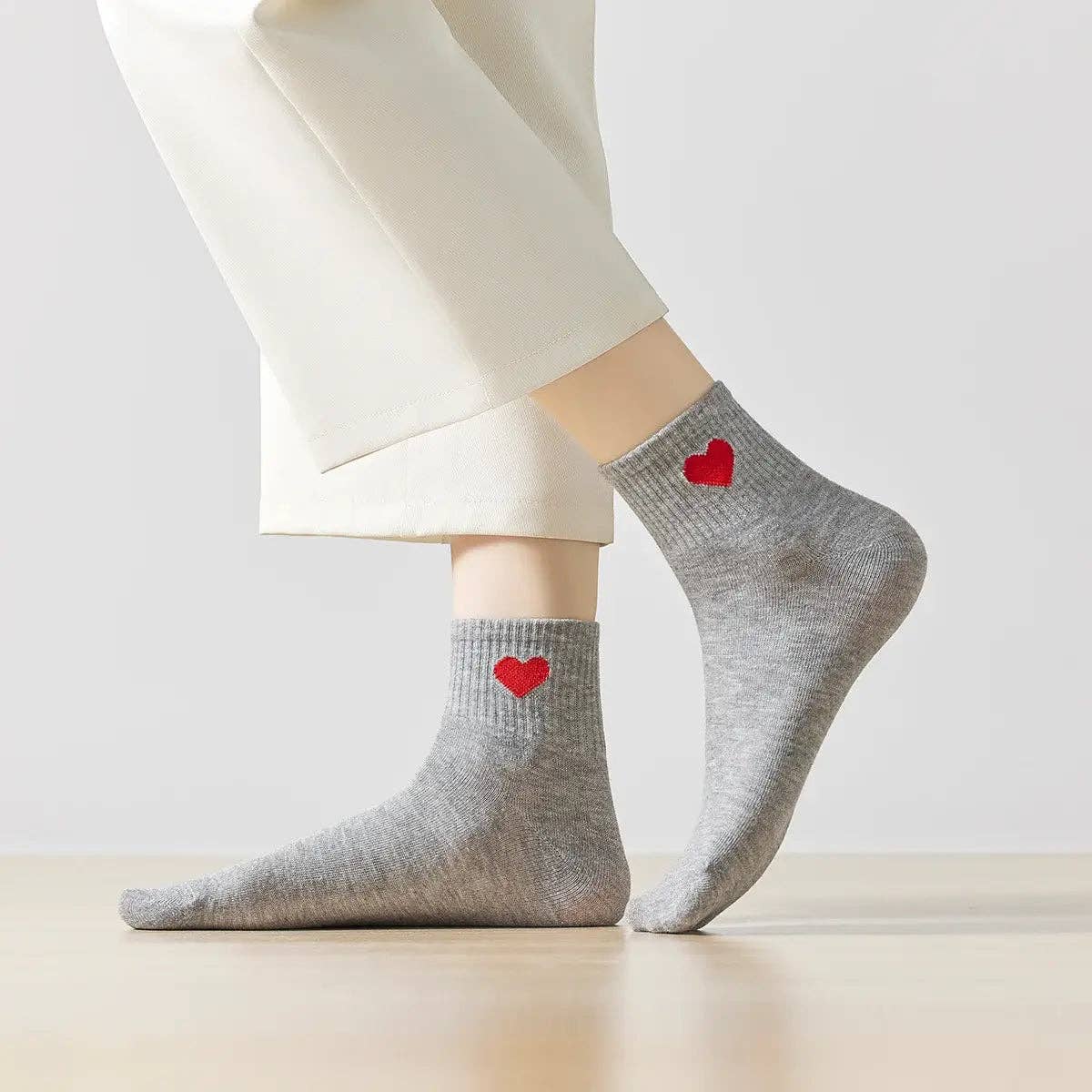 Socken mittelhoch, schwarz/rotes Herz TU | Tites Chaussettes - toietmoi-laboutique