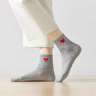 Socken mittelhoch, schwarz/rotes Herz TU | Tites Chaussettes - toietmoi-laboutique
