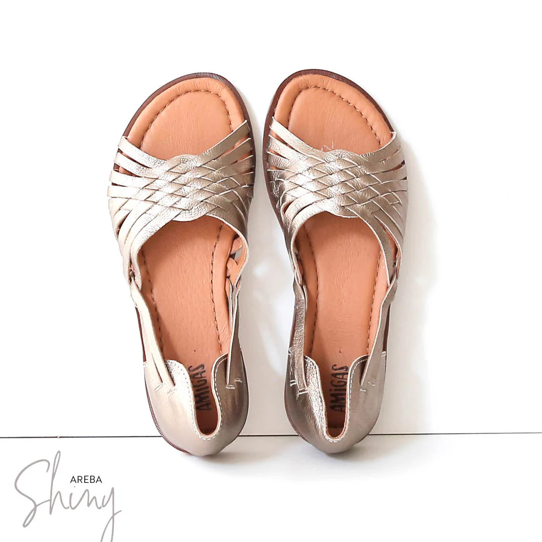 Ledersandalen, AREBA, silver | Amigas - toietmoi-laboutique