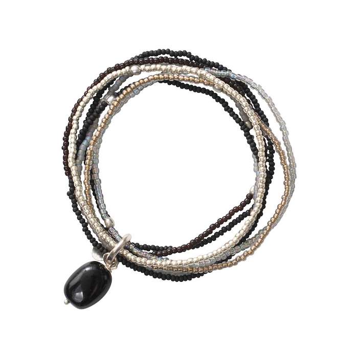 Mehrfach Glücksarmband, schwarzer Onyx/silber | a beautiful story - toietmoi-laboutique