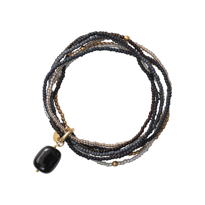 Mehrfach Glücksarmband, schwarzer Onyx/gold | a beautiful story - toietmoi-laboutique