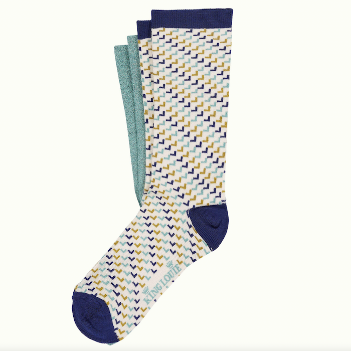 Geschenkbox mit 2 Paar Socken, CUBANELLE, blau mit blumen | King Louie - toietmoi-laboutique