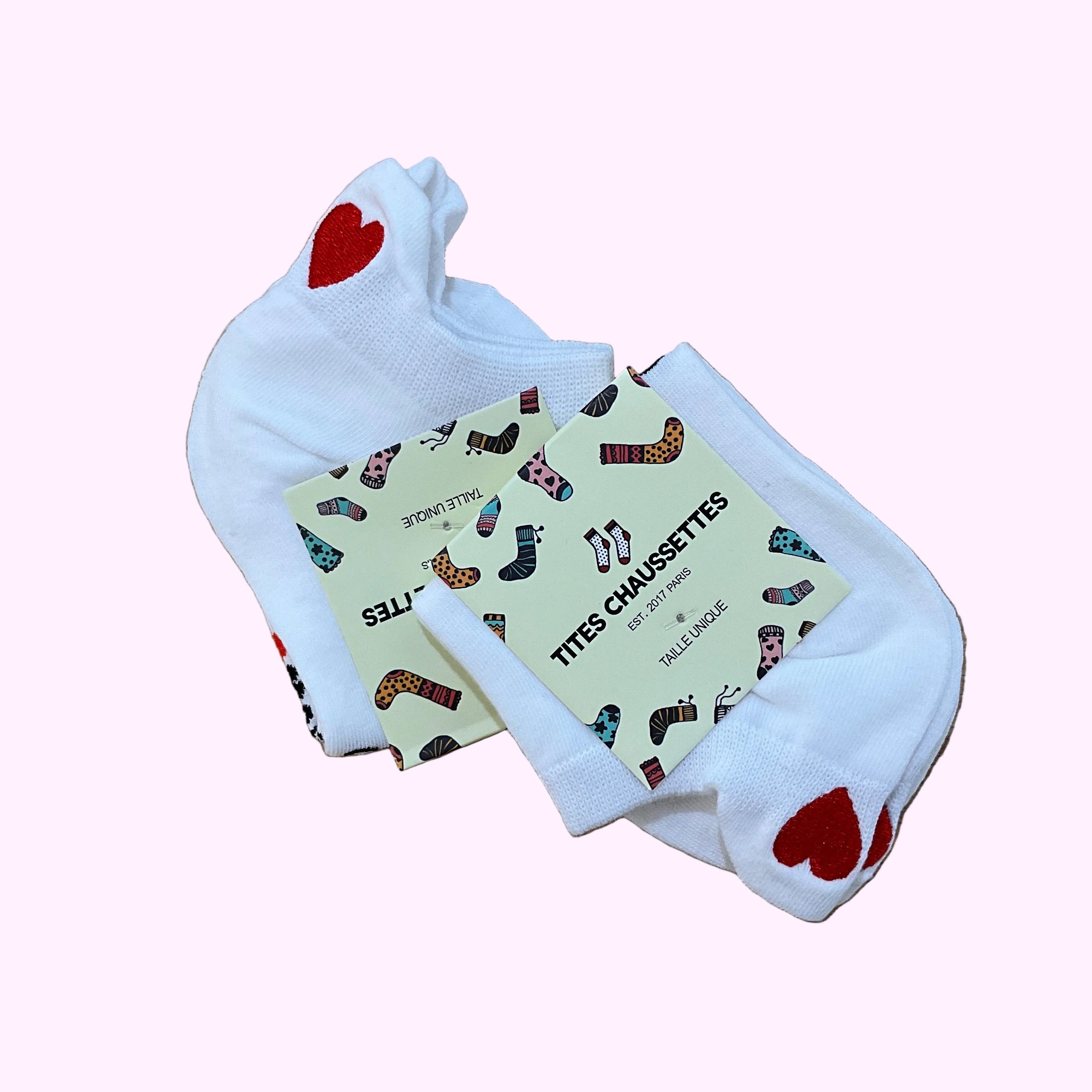 Sneaker Socken, weiss/Herz | Tites Chaussettes - toietmoi-laboutique