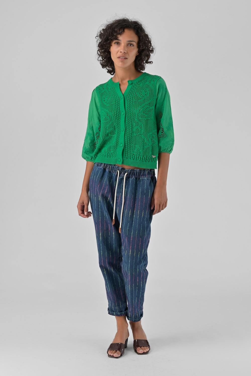 Orfeo Hose LOLA, blau/gestreift | ORFEO Paris. - toietmoi-laboutique