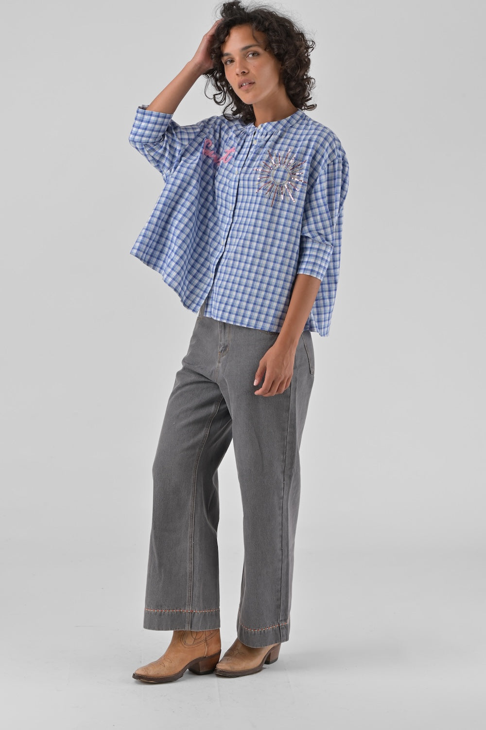 Orfeo Bluse SIMONE blau/kariert | ORFEO Paris. - toietmoi-laboutique