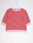 Shirt weit geschnitten, rot/rosa gestreift | Mademoiselle YéYé - toietmoi-laboutique