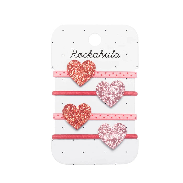 4 Haargummis, Glitzerherzen | Rockahula - toietmoi-laboutique