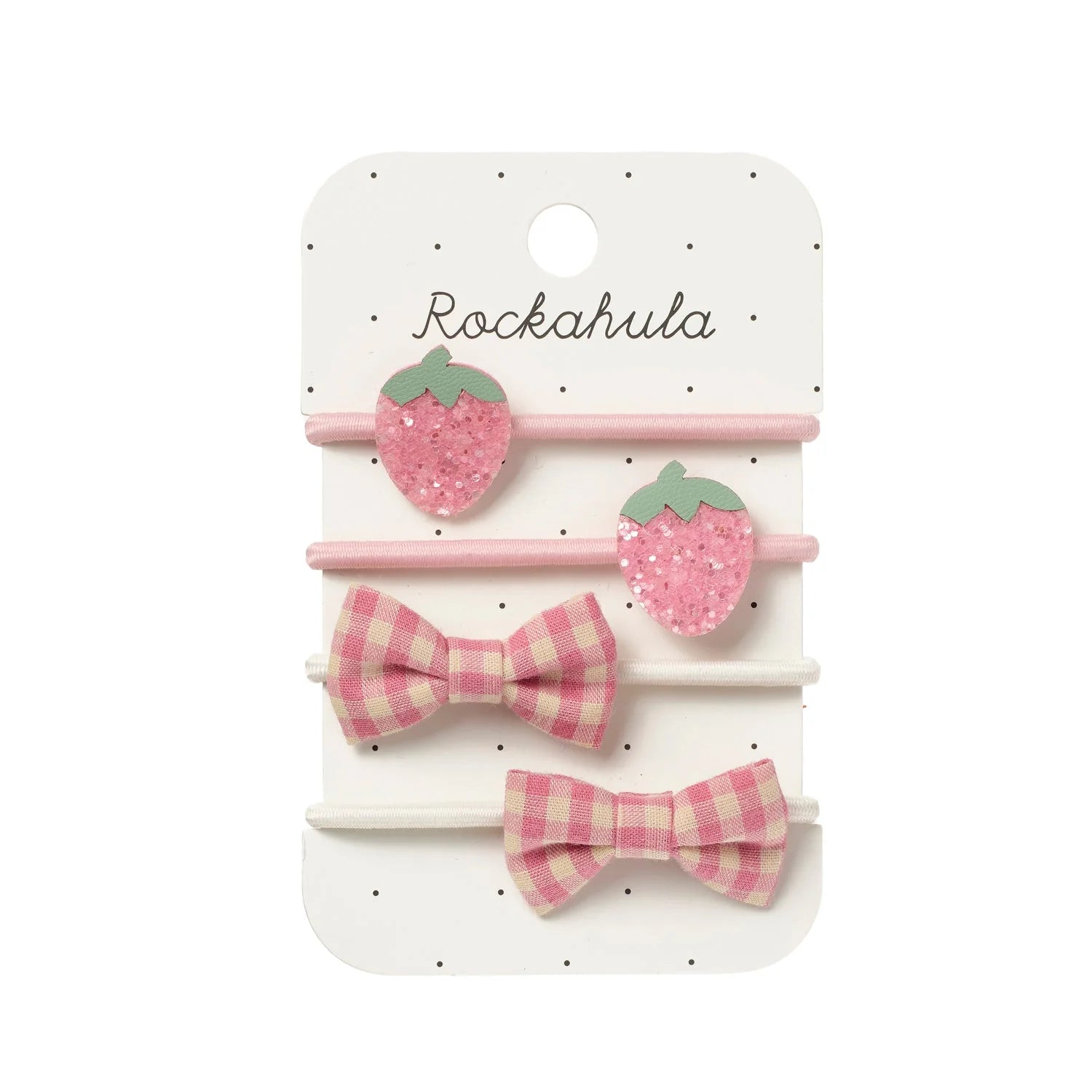 4 Haargummis, Erdbeeren/Schleifen | Rockahula - toietmoi-laboutique