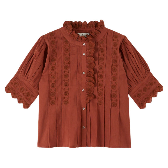 Bluse mit Stehkragen, terracotta | Émile et Ida - toietmoi-laboutique