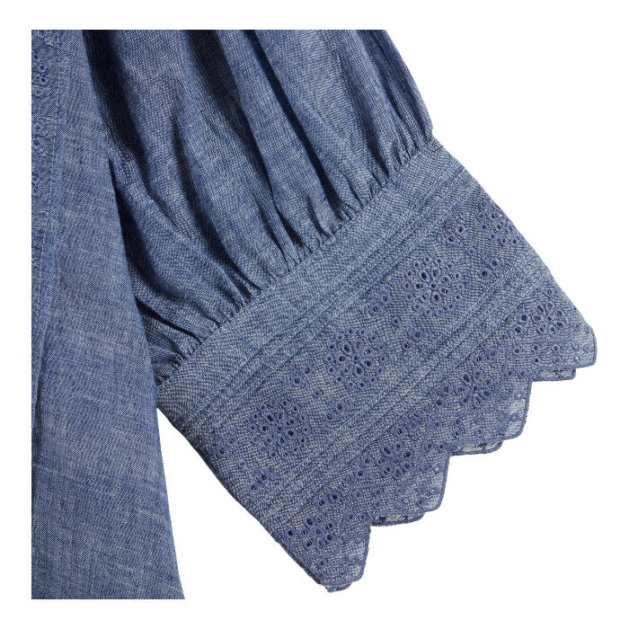 Bluse mit Stehkragen, jeansblau | Émile et Ida - toietmoi-laboutique
