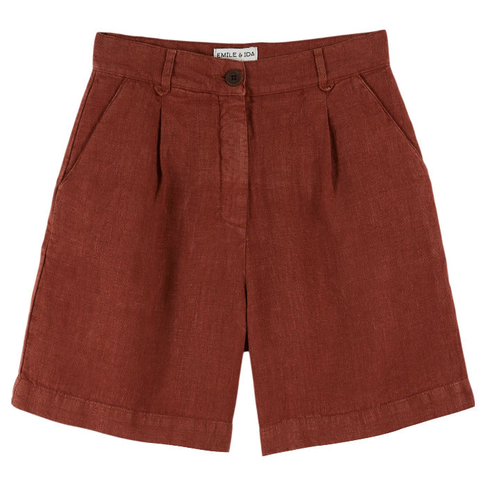 Leinen Bermuda Shorts, terracotta | Émile et Ida - toietmoi-laboutique