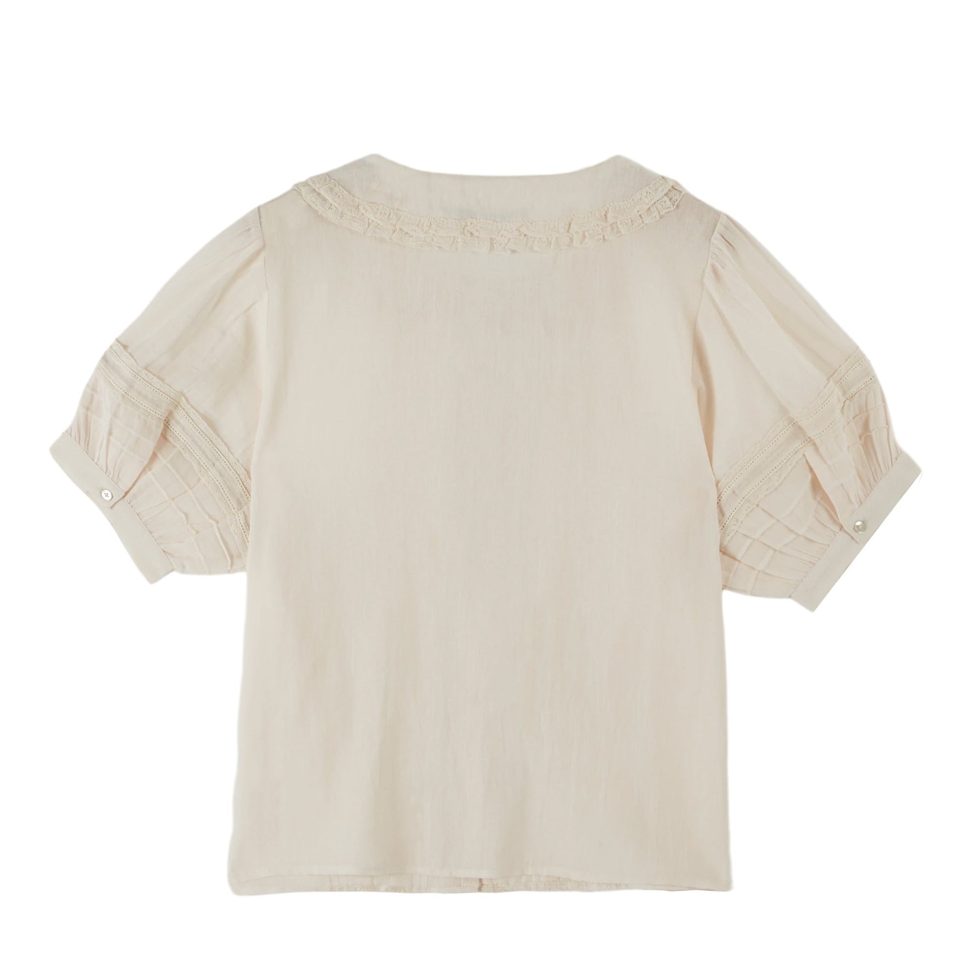 Kurzarm Bluse mit Bubikragen, creme | Émile et Ida - toietmoi-laboutique