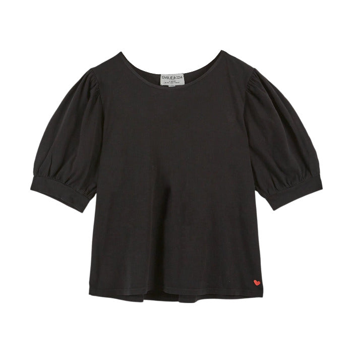 Shirt mit Ballonärmeln, schwarz | Émile et Ida - toietmoi-laboutique