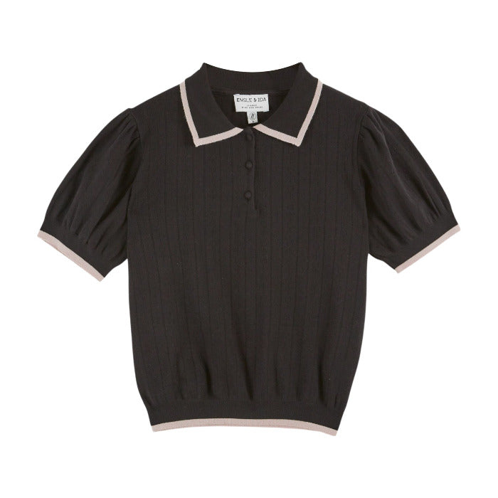 Polo Shirt, schwarz/ecru | Émile et Ida - toietmoi-laboutique