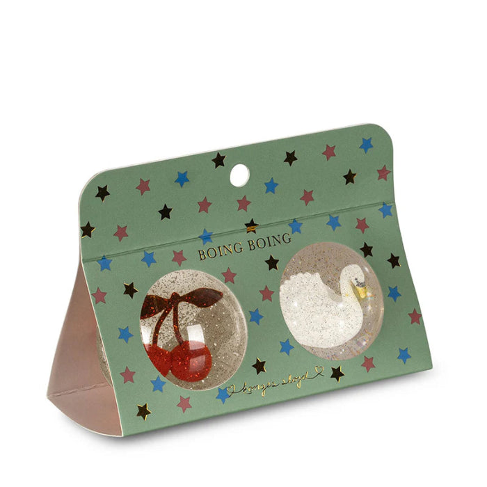 Glitzer Flummi Set mit Kirsch- und Schwanenfigur | Konges Slojd - toietmoi-laboutique