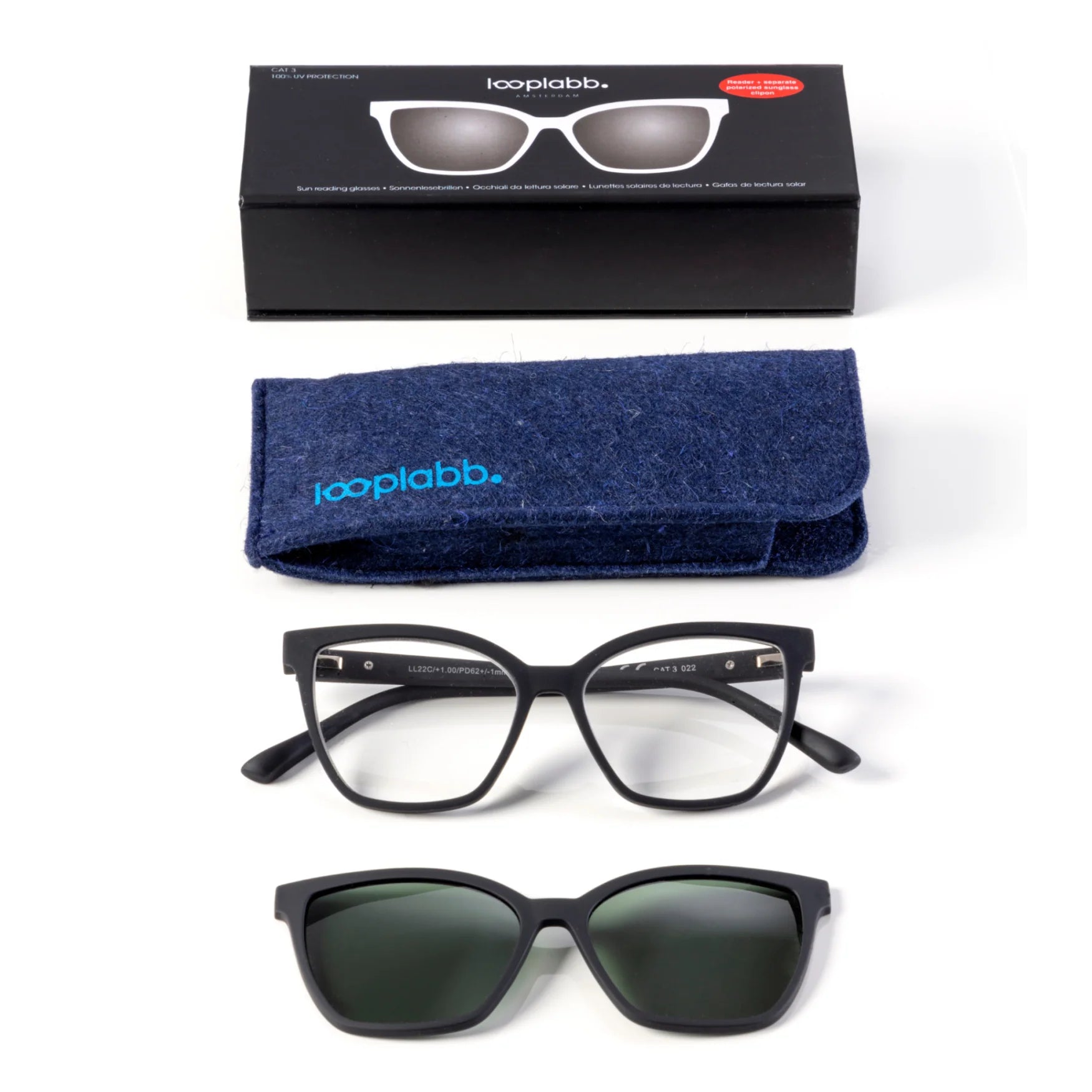 Clip op Lese-/Sonnenbrille, MINOES, black | Looplabb - toietmoi-laboutique