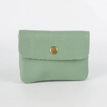Kleines Portemonnaie aus Leder, dunkles salbei | Maison Fanli - toietmoi-laboutique