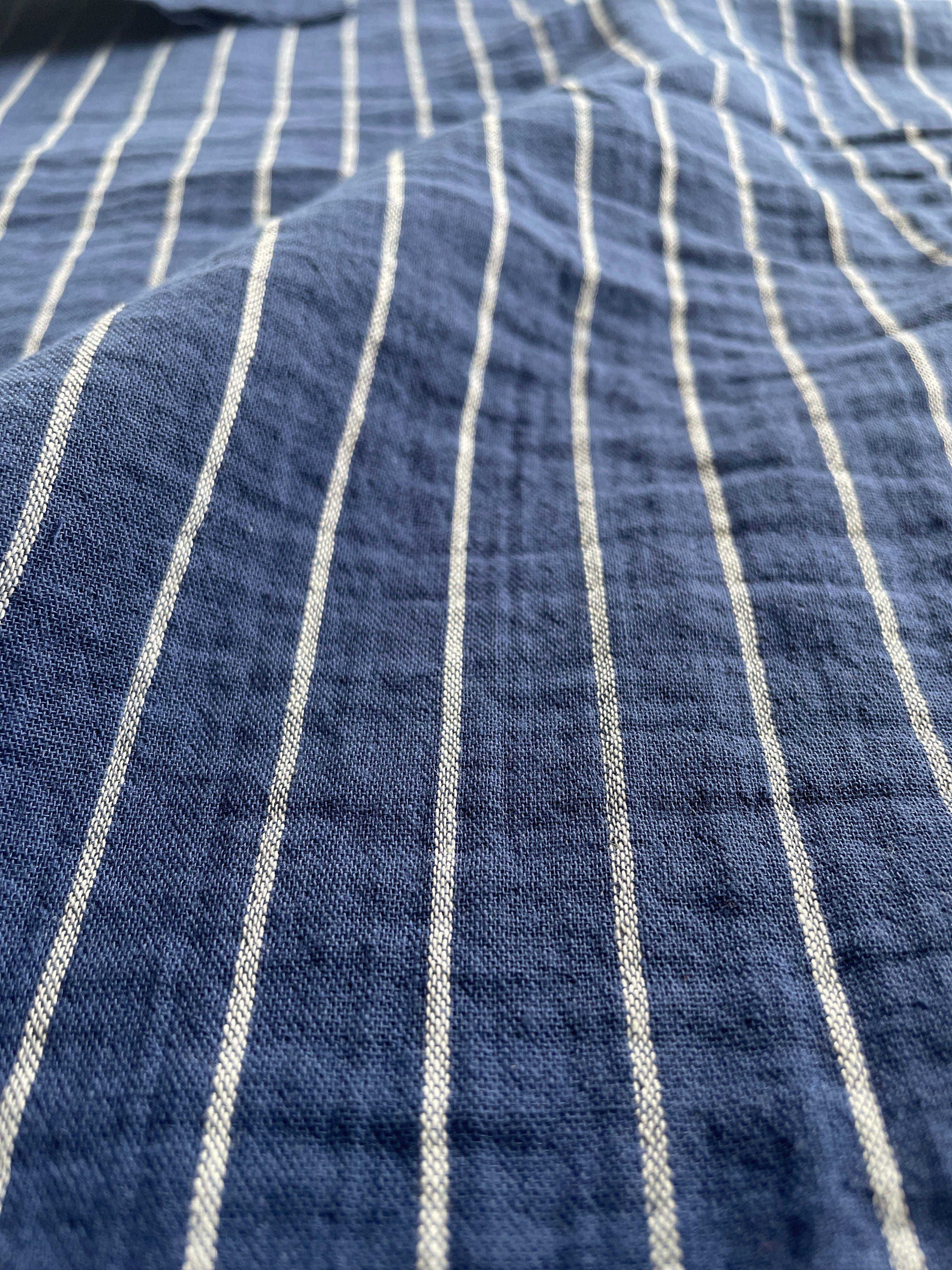 Hose PROMENADE, denim/weiss gestreift | Mademoiselle YéYé - toietmoi-laboutique