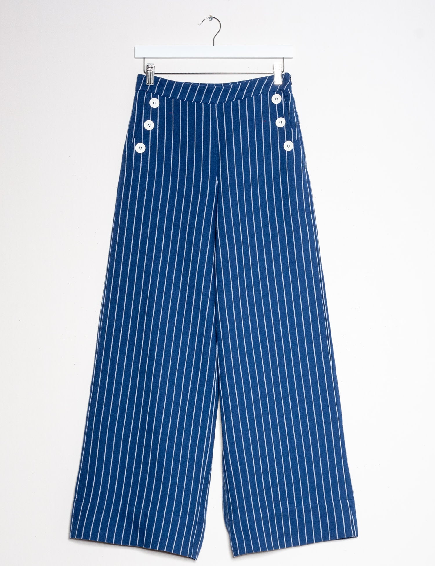 Hose PROMENADE, denim/weiss gestreift | Mademoiselle YéYé - toietmoi-laboutique