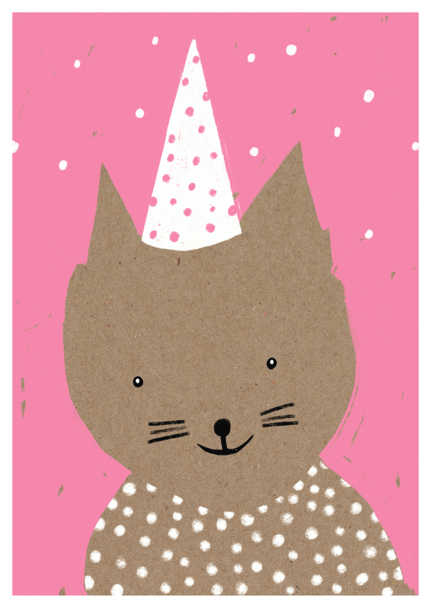 Postkarte, Zirkus Katze mit Hut | Schöne Grüsse - toietmoi-laboutique