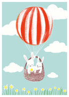 Postkarte Hasen / Heissluftballon | Schöne Grüsse - toietmoi-laboutique