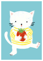Postkarte Erdbeer / Katze | Schöne Grüsse - toietmoi-laboutique