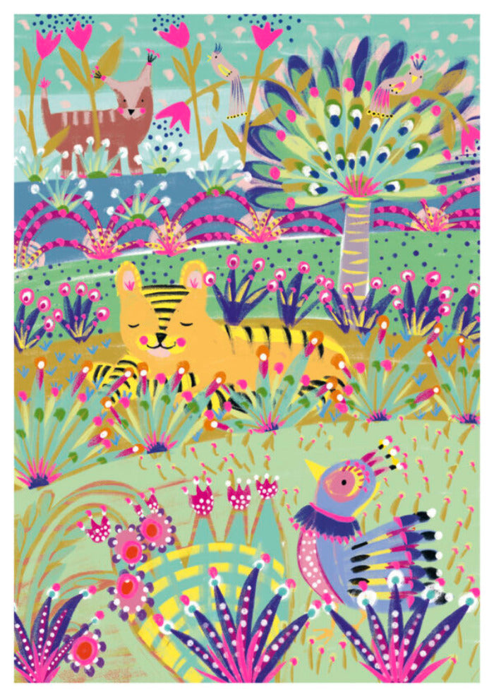 Postkarte Tiger / Garten | Schöne Grüsse - toietmoi-laboutique