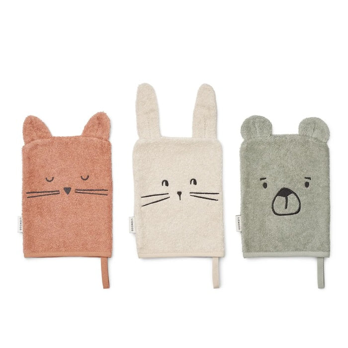 Waschlappen 3er-Pack, Tiere | Liewood - toietmoi-laboutique