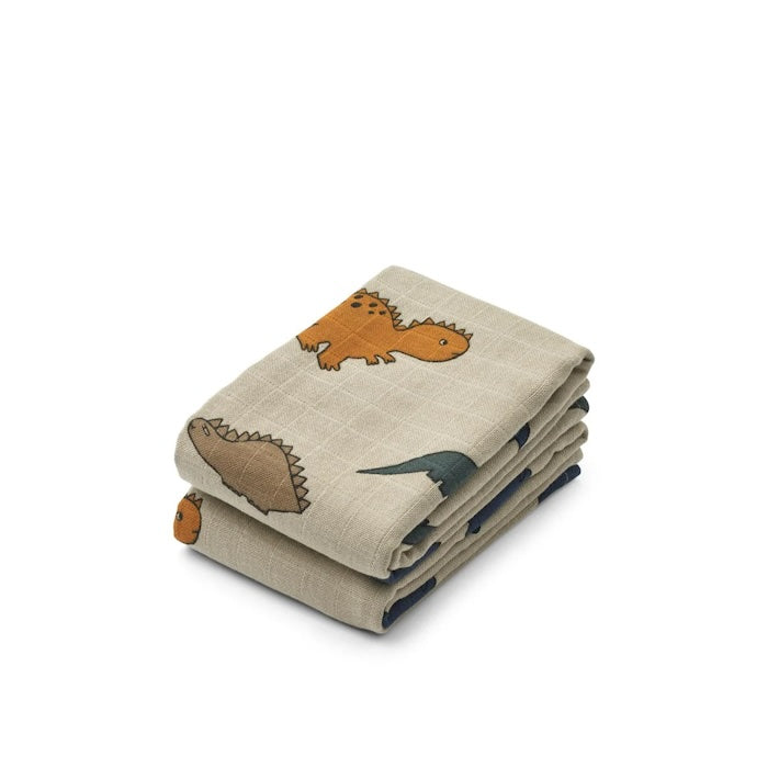 Musselin Nuschituch, Dino, 2-er Pack | Liewood - toietmoi-laboutique
