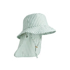 Sonnenhut mit Nackenschutz, grün/ecru gestreift | Liewood - toietmoi-laboutique