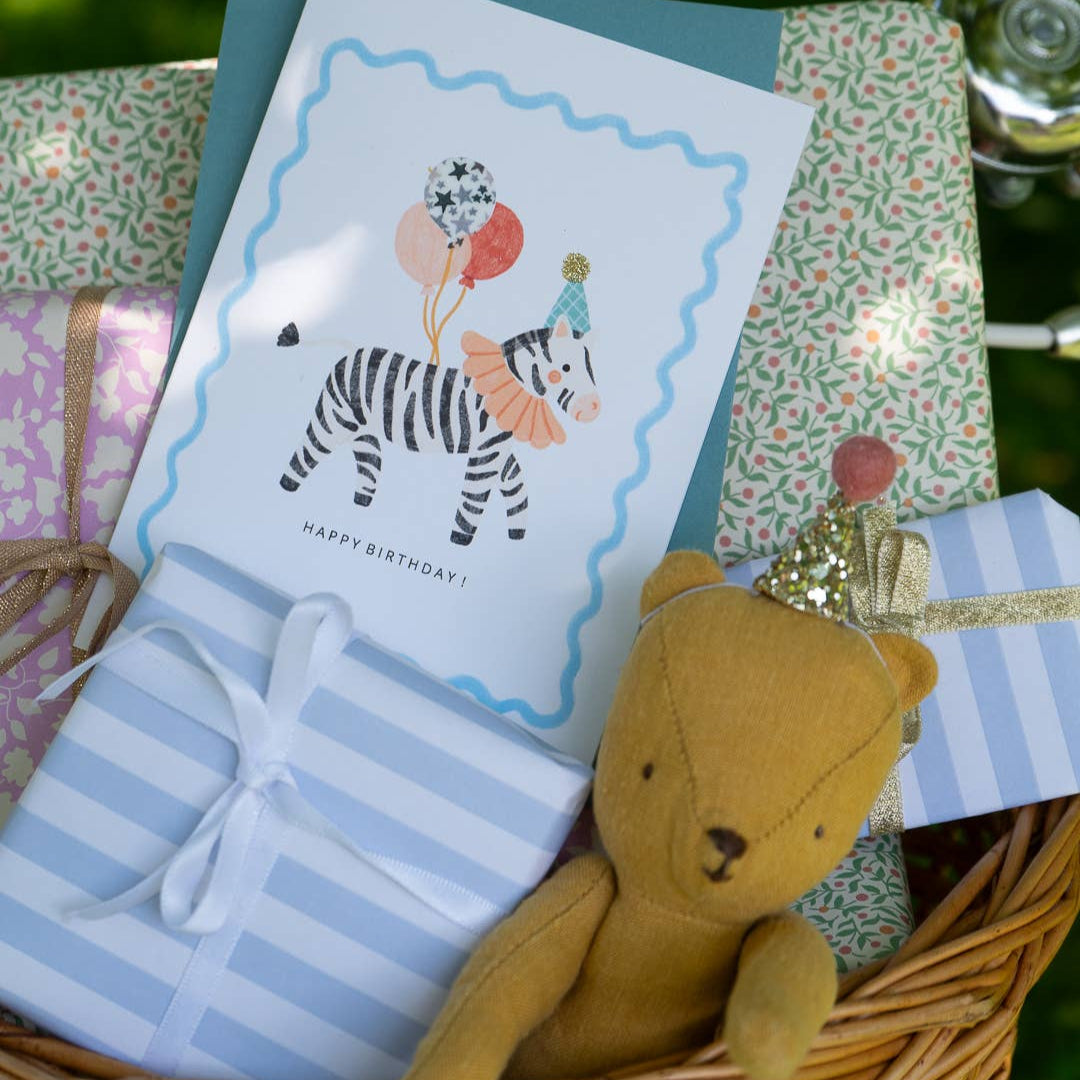 Postkarte mit Umschlag, Happy Birthday/Zebra | The Charming Press - toietmoi-laboutique