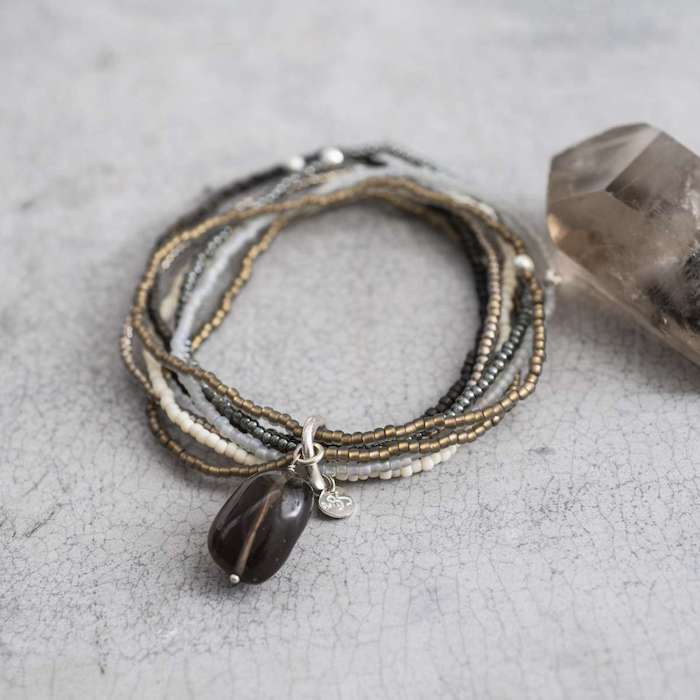 Mehrfach Glücksarmband, Rauchquartz | a beautiful story - toietmoi-laboutique