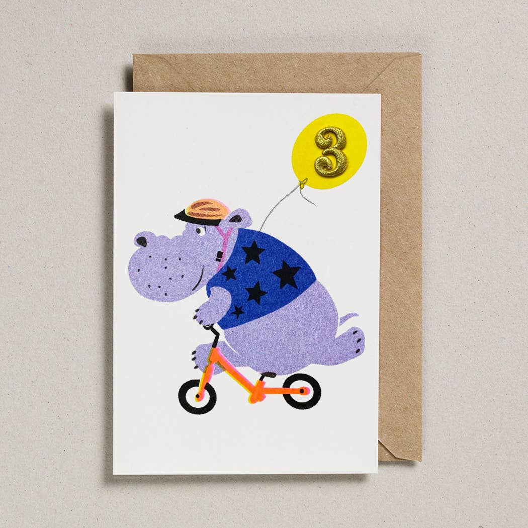 Postkarte mit Umschlag - Nilpferd / 3 Jahre | Petra Boase Ltd - toietmoi-laboutique