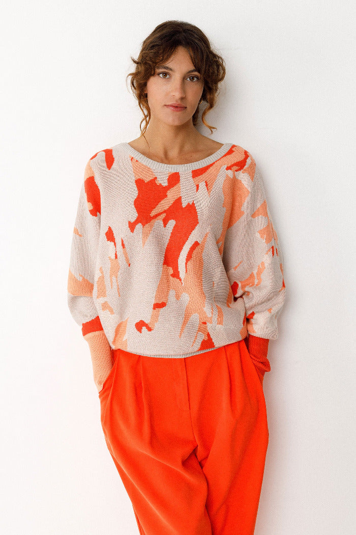 Sweater DARE, beige/orange | SKFK - toietmoi-laboutique