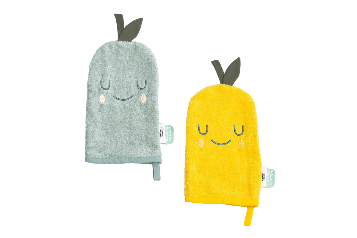 Babywaschlappen, 2er-Set, Zitrone/Birne | the cotton cloud - toietmoi-laboutique