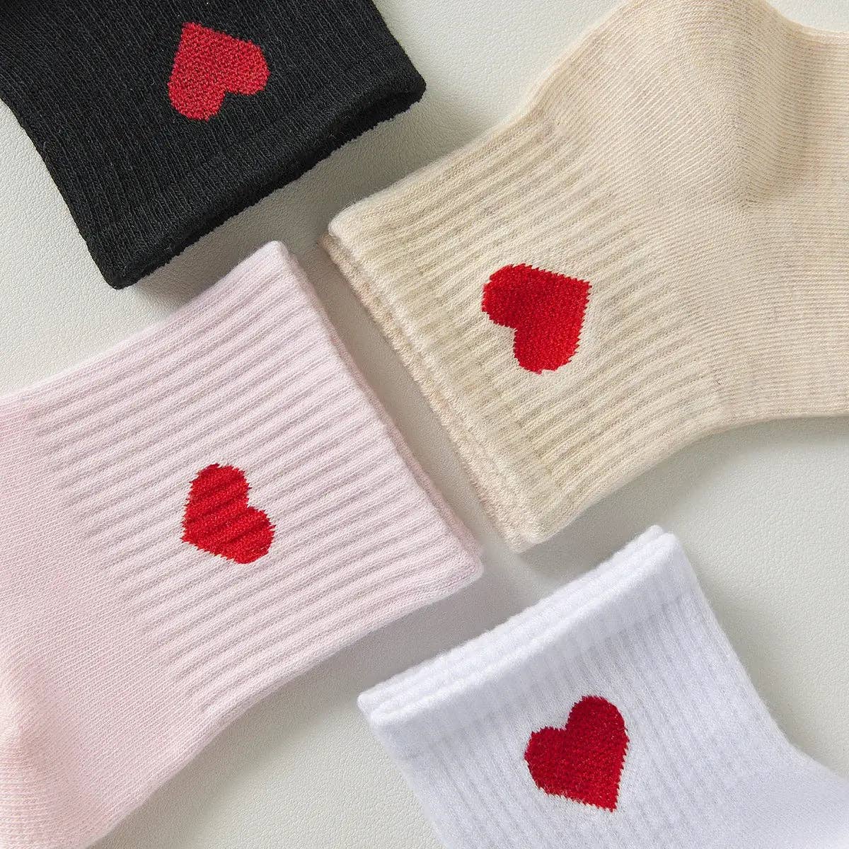 Socken mittelhoch, schwarz/rotes Herz TU | Tites Chaussettes - toietmoi-laboutique
