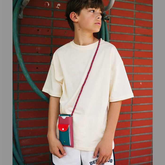 Handytasche / phone pouch "athletics track" - petrol/dunkles rosa | Sticky Lemon - toietmoi-laboutique