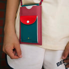 Handytasche / phone pouch "athletics track" - petrol/dunkles rosa | Sticky Lemon - toietmoi-laboutique