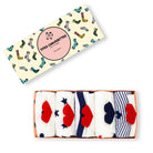 Sneaker Socken, blau/weiss gestreift Herz TU | Tites Chaussettes - toietmoi-laboutique