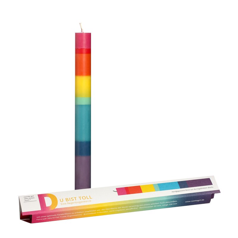 Gruss Kerze - Regenbogen - Du bist toll | fidea DESIGN - toietmoi-laboutique